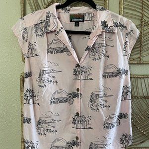 Pataloha Patagonia Kaka'ako 2020 Pink Blouse Top Camp Shirt  Women's Sz 10